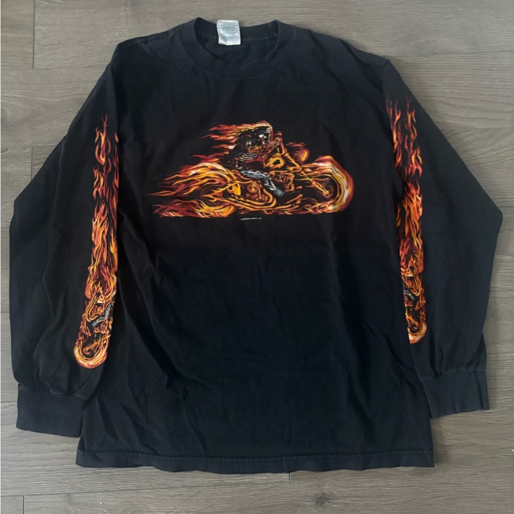 Flaming Motorcycle Harley Like Long Sleeve